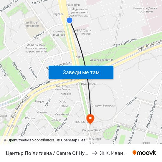 Център По Хигиена / Centre Of Hygiene (2342) to Ж.К. Иван Вазов map