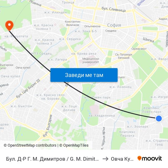 Бул. Д-Р Г. М. Димитров / G. M. Dimitrov Blvd. (0317) to Овча Купел 1 map