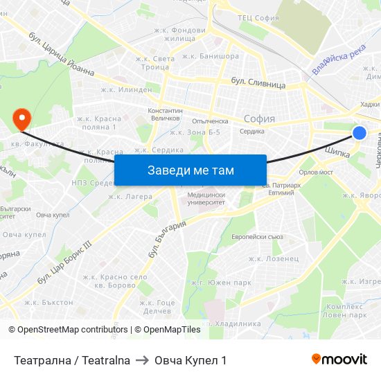 Театрална / Teatralna to Овча Купел 1 map