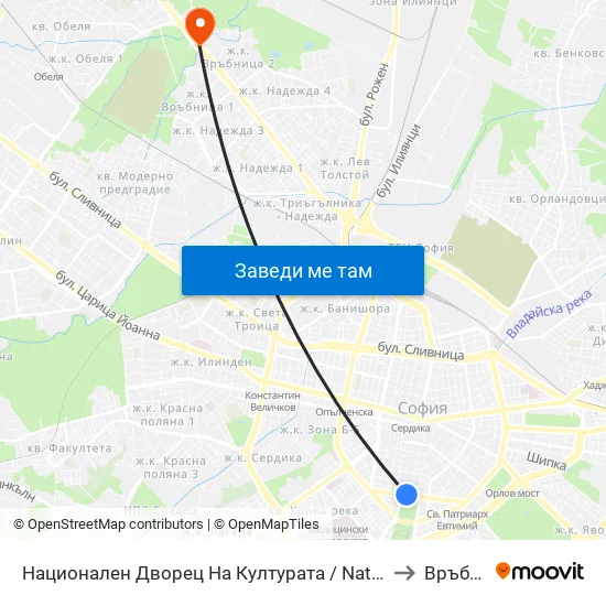 Ⓜ️ Национален Дворец На Културата / National Palace Of Culture (1136) to Връбница 1 map