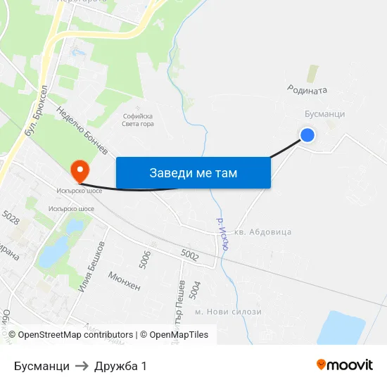 Бусманци to Дружба 1 map