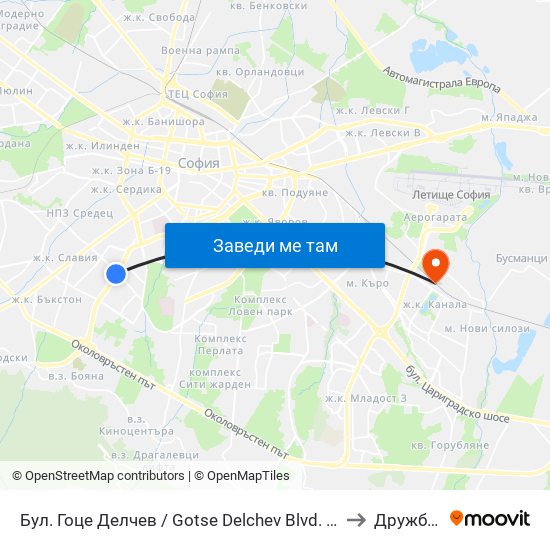 Бул. Гоце Делчев / Gotse Delchev Blvd. (0308) to Дружба 1 map