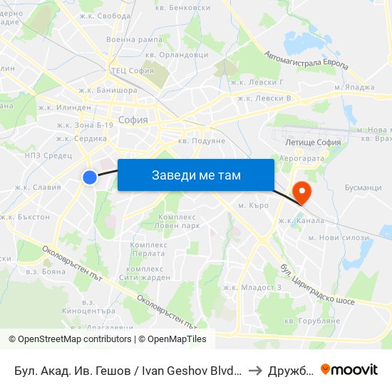 Бул. Акад. Ив. Гешов / Ivan Geshov Blvd. (2804) to Дружба 1 map