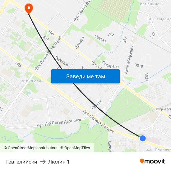 Гевгелийски to Люлин 1 map