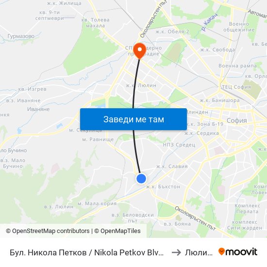 Бул. Никола Петков / Nikola Petkov Blvd. (0347) to Люлин 1 map