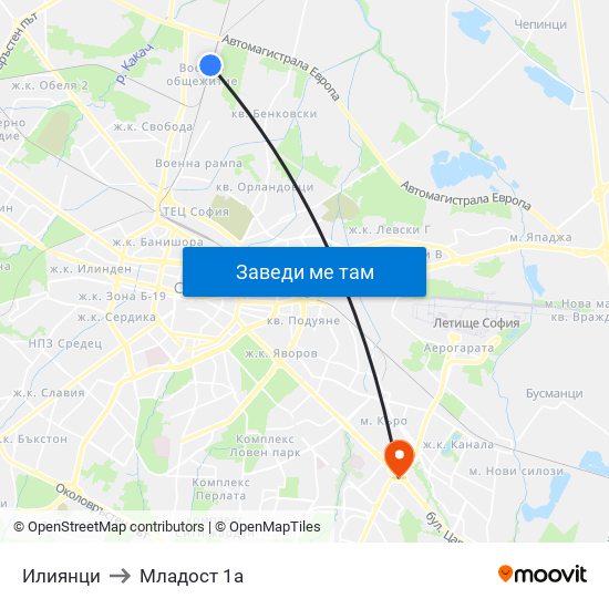 Илиянци to Младост 1а map