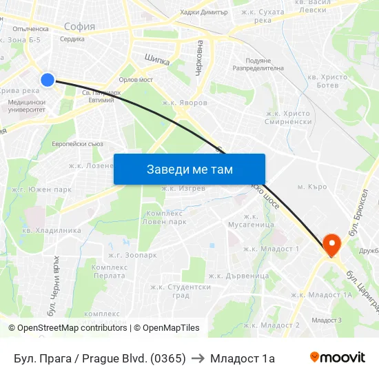 Бул. Прага / Prague Blvd. (0365) to Младост 1а map