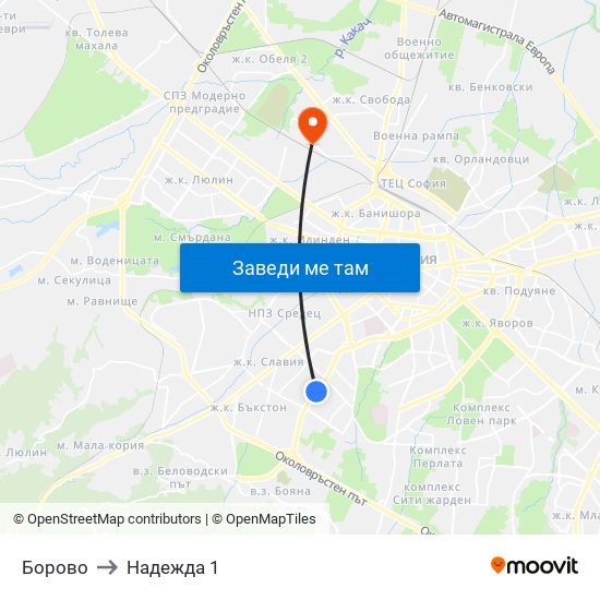 Борово to Надежда 1 map
