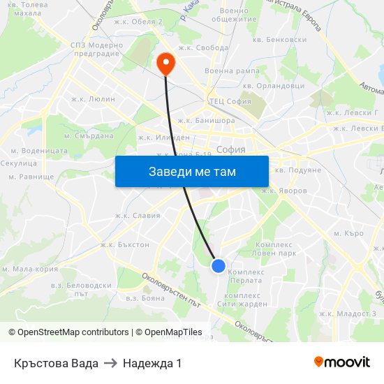 Кръстова Вада to Надежда 1 map