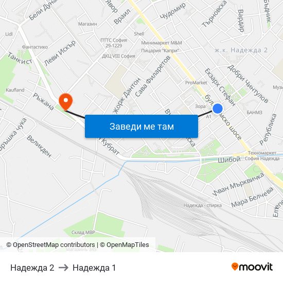 Надежда 2 to Надежда 1 map
