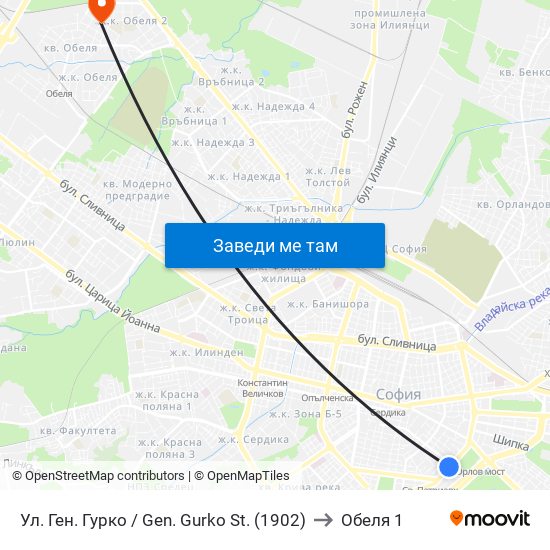 Ул. Ген. Гурко / Gen. Gurko St. (1902) to Обеля 1 map