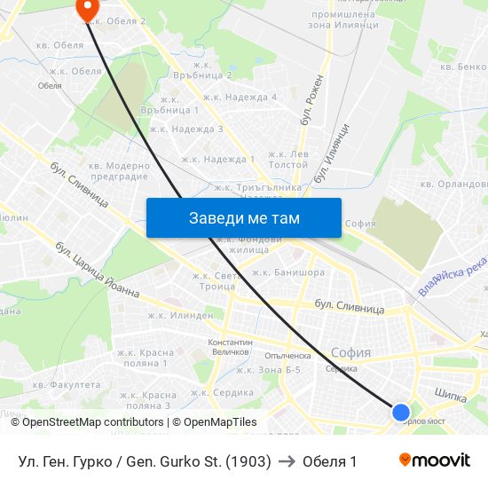 Ул. Ген. Гурко / Gen. Gurko St. (1903) to Обеля 1 map