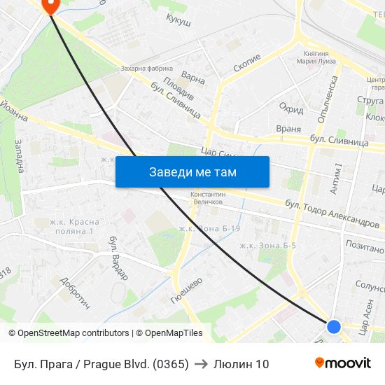 Бул. Прага / Prague Blvd. (0365) to Люлин 10 map