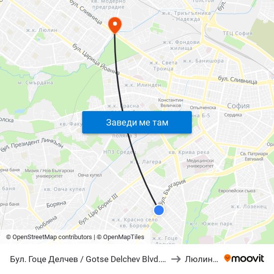 Бул. Гоце Делчев / Gotse Delchev Blvd. (0313) to Люлин 10 map