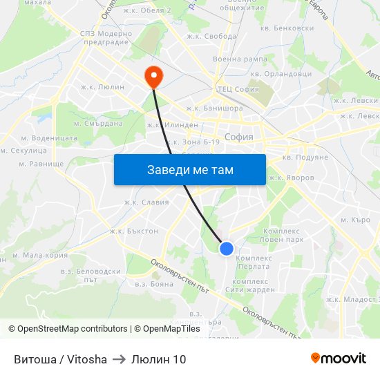 Витоша / Vitosha to Люлин 10 map