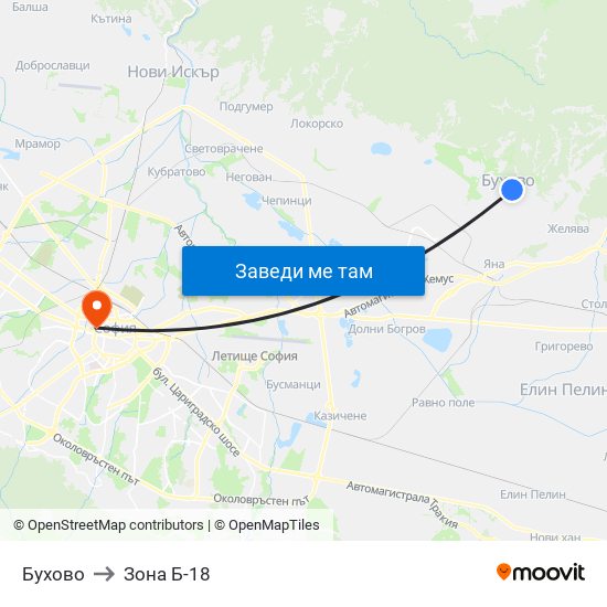 Бухово to Зона Б-18 map