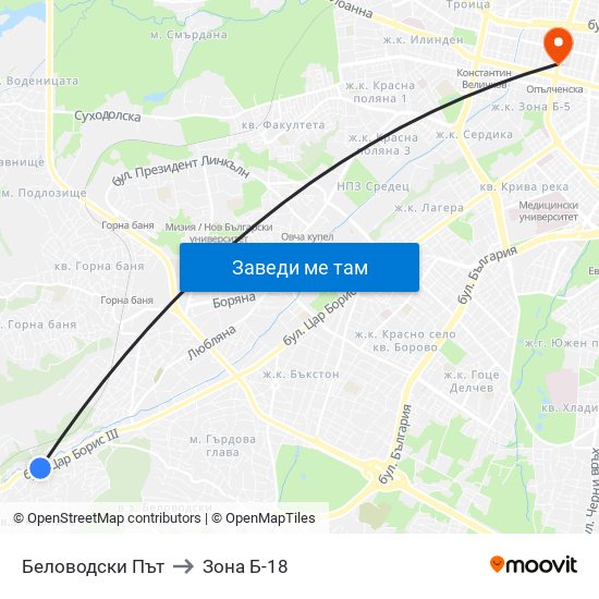 Беловодски Път to Зона Б-18 map