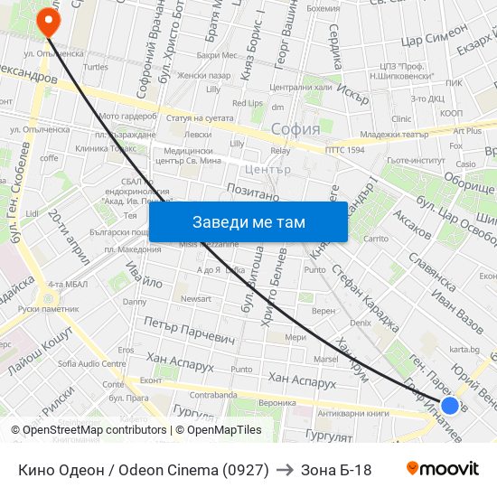 Кино Одеон / Odeon Cinema (0927) to Зона Б-18 map