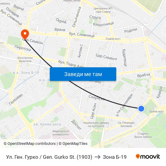 Ул. Ген. Гурко / Gen. Gurko St. (1903) to Зона Б-19 map