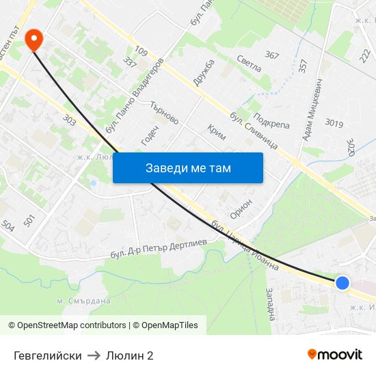Гевгелийски to Люлин 2 map