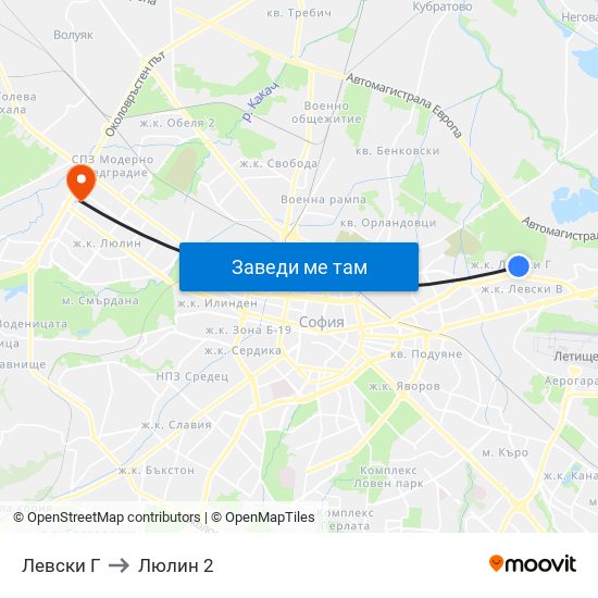 Левски Г to Люлин 2 map