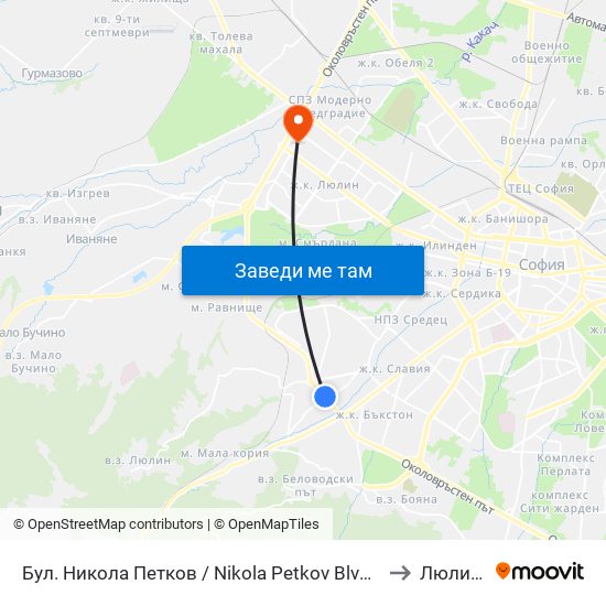 Бул. Никола Петков / Nikola Petkov Blvd. (0347) to Люлин 2 map