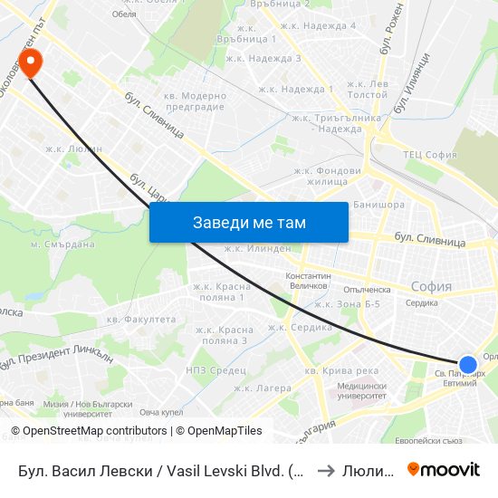 Бул. Васил Левски / Vasil Levski Blvd. (0300) to Люлин 2 map
