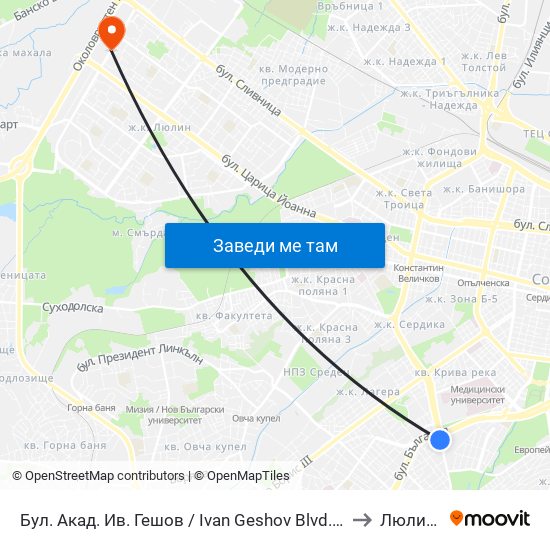 Бул. Акад. Ив. Гешов / Ivan Geshov Blvd. (0270) to Люлин 2 map