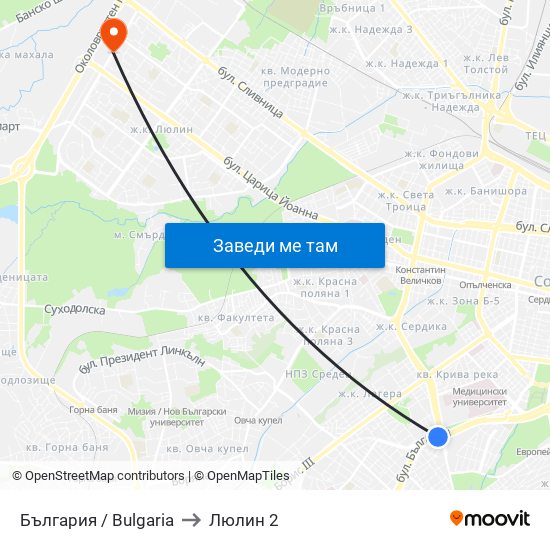 България / Bulgaria to Люлин 2 map