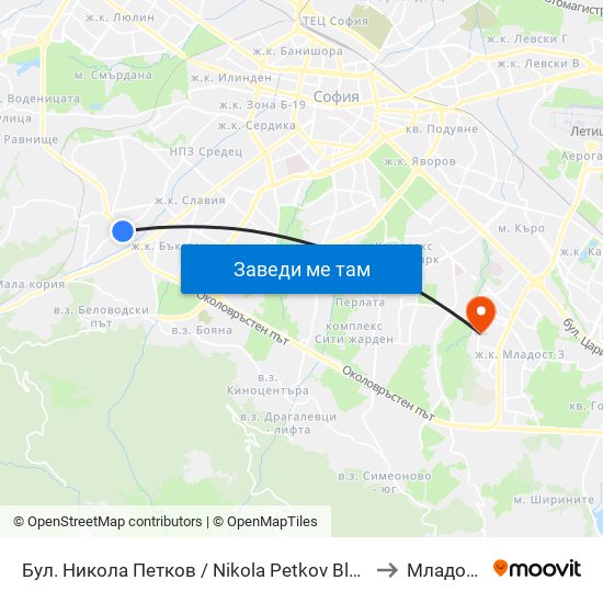 Бул. Никола Петков / Nikola Petkov Blvd. (0350) to Младост 2 map