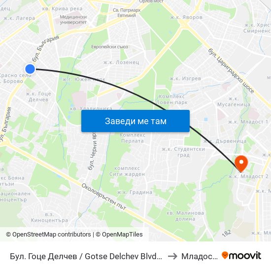 Бул. Гоце Делчев / Gotse Delchev Blvd. (0308) to Младост 2 map
