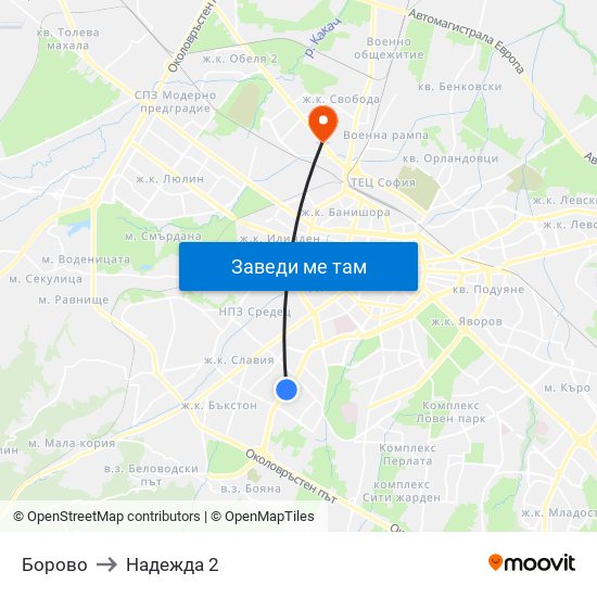 Борово to Надежда 2 map
