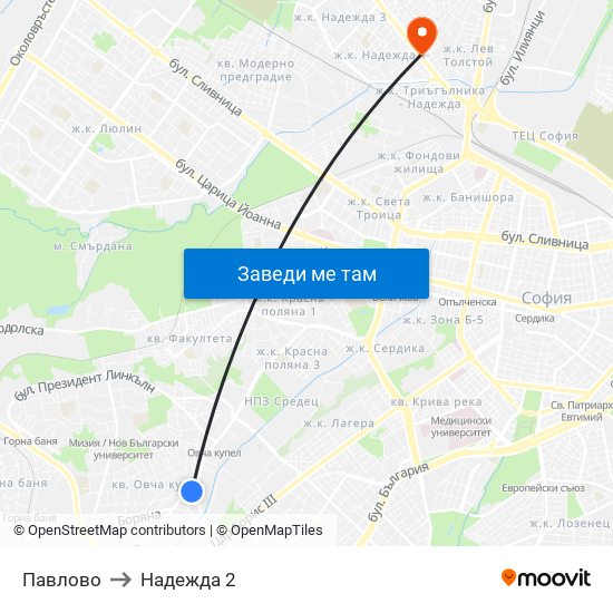Павлово to Надежда 2 map