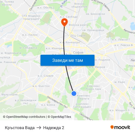 Кръстова Вада to Надежда 2 map