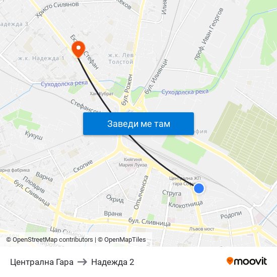 Централна Гара to Надежда 2 map