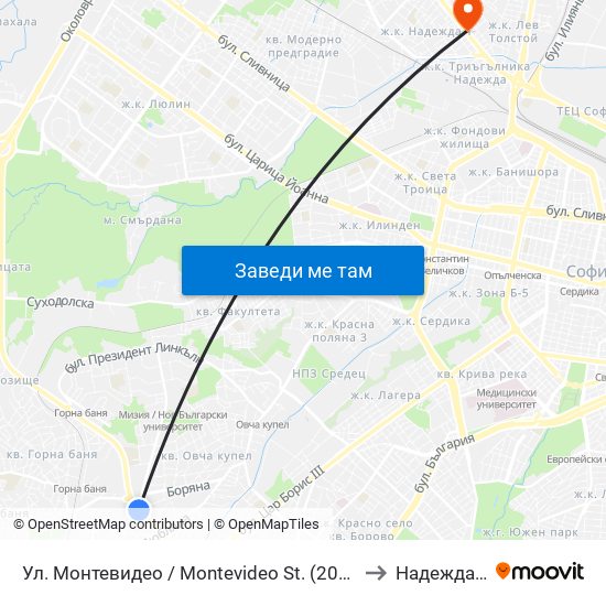 Ул. Монтевидео / Montevideo St. (2050) to Надежда 2 map