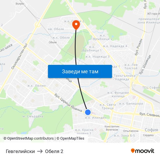 Гевгелийски to Обеля 2 map