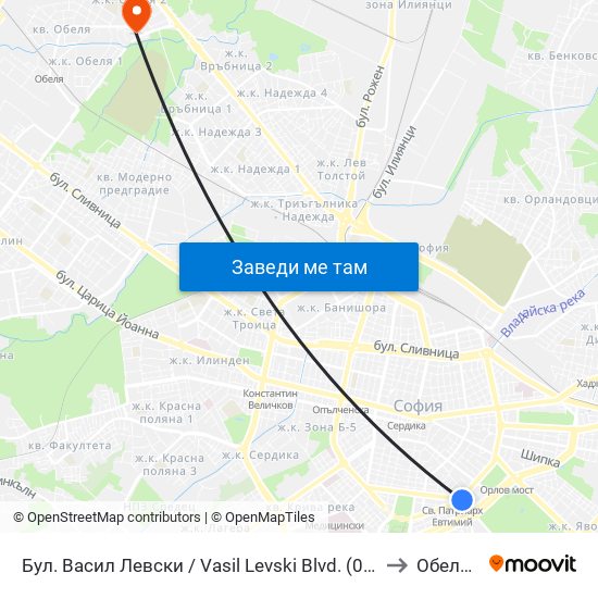 Бул. Васил Левски / Vasil Levski Blvd. (0300) to Обеля 2 map
