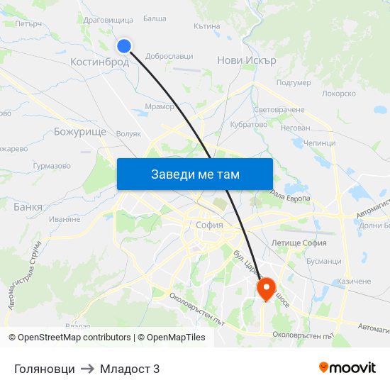 Голяновци to Младост 3 map