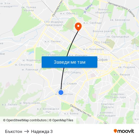 Бъкстон to Надежда 3 map