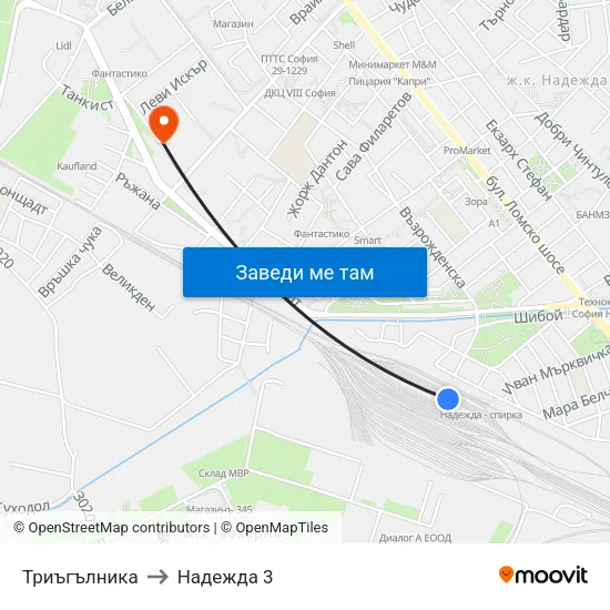 Триъгълника to Надежда 3 map