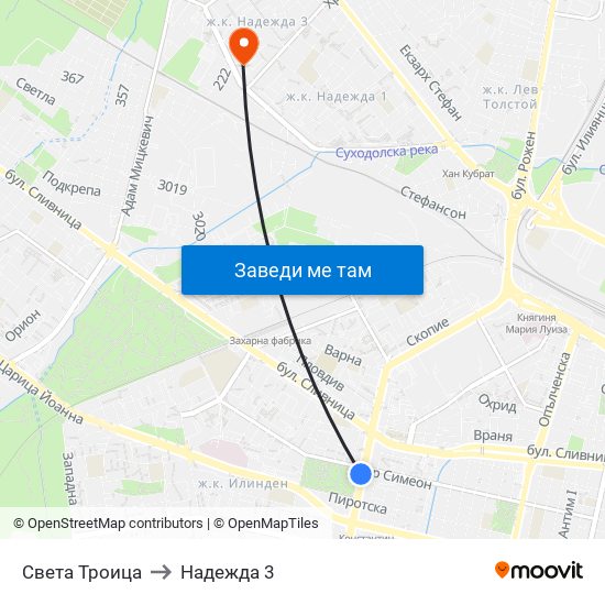 Света Троица to Надежда 3 map