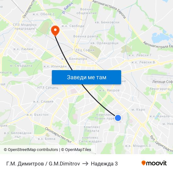 Г.М. Димитров / G.M.Dimitrov to Надежда 3 map