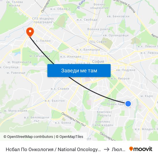 Нсбал По Онкология / National Oncology Hospital (0764) to Люлин 4 map