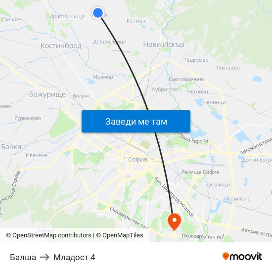 Балша to Младост 4 map
