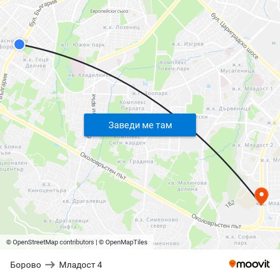 Борово to Младост 4 map