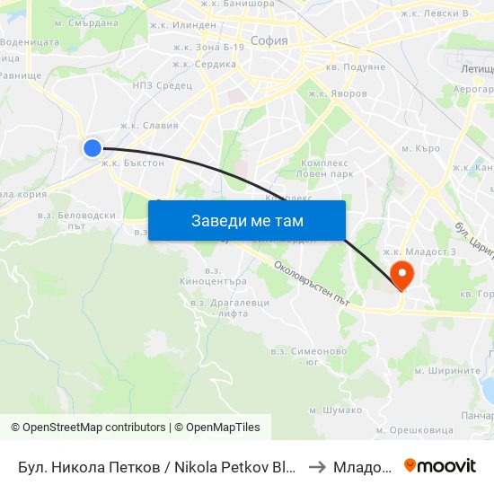 Бул. Никола Петков / Nikola Petkov Blvd. (0347) to Младост 4 map