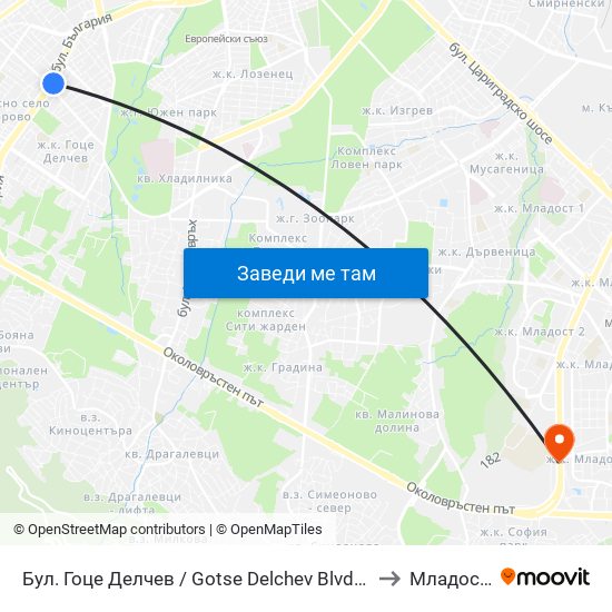 Бул. Гоце Делчев / Gotse Delchev Blvd. (0314) to Младост 4 map