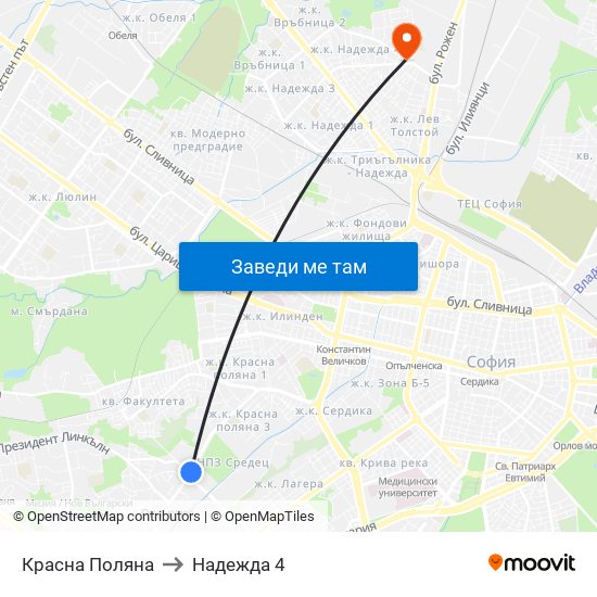 Красна Поляна to Надежда 4 map