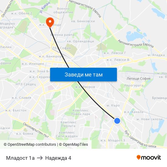 Младост 1а to Надежда 4 map